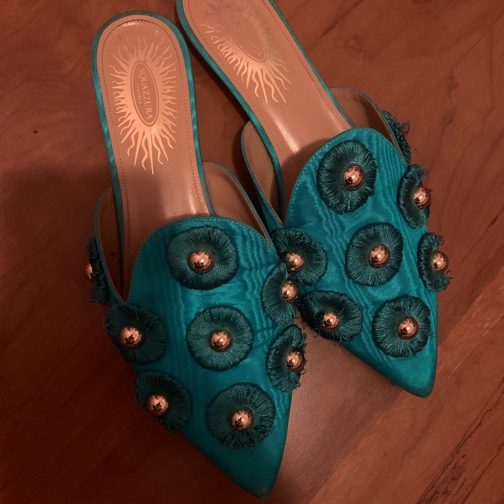 Aquazzura Sunflower Mules 🌼💙